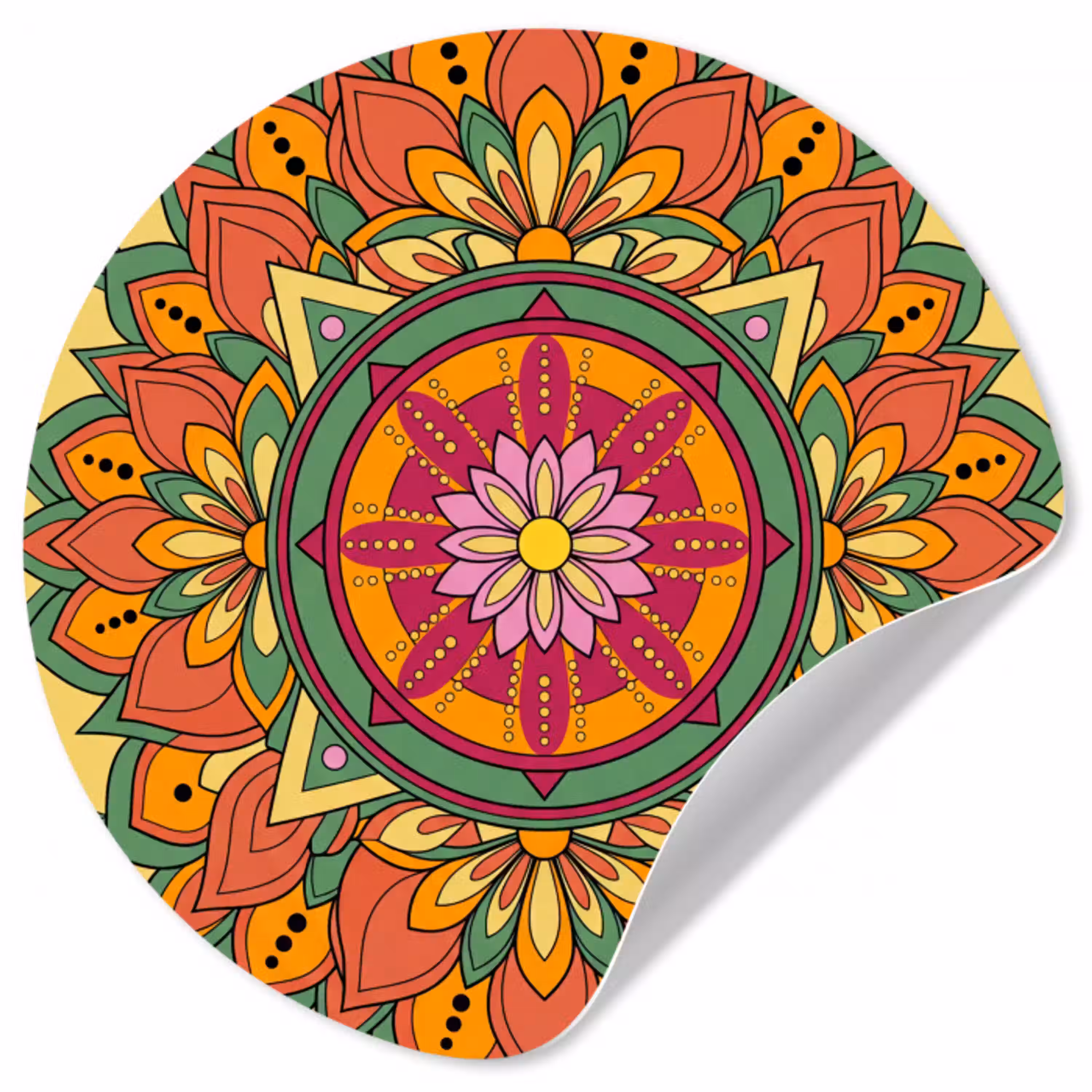 Mandala - Bloemen - Abstract - Kleurrijk Wandcirkel behangsticker klein -3d
