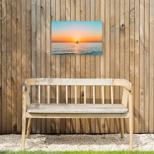 Zee - Zeilboot - Zonsondergang Tuinposter op houten frame 2 cm dik klein -sfeer4