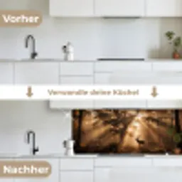 Hert - Bos - Mistig - Natuur - Goud keuken achterwand 2 middel -voor-na_DE