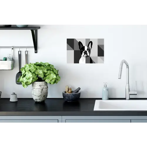 Buldog - Zwart - Abstract - Vlakken Muursticker klein -keuken
