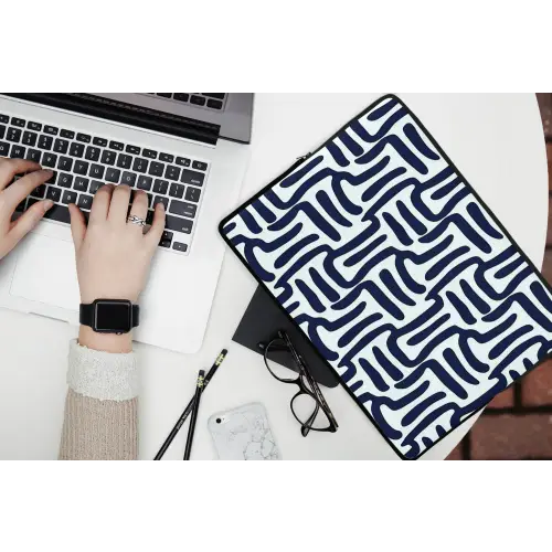 Abstract - Modern - Blauw laptophoes neopreen klein 279 -bureau