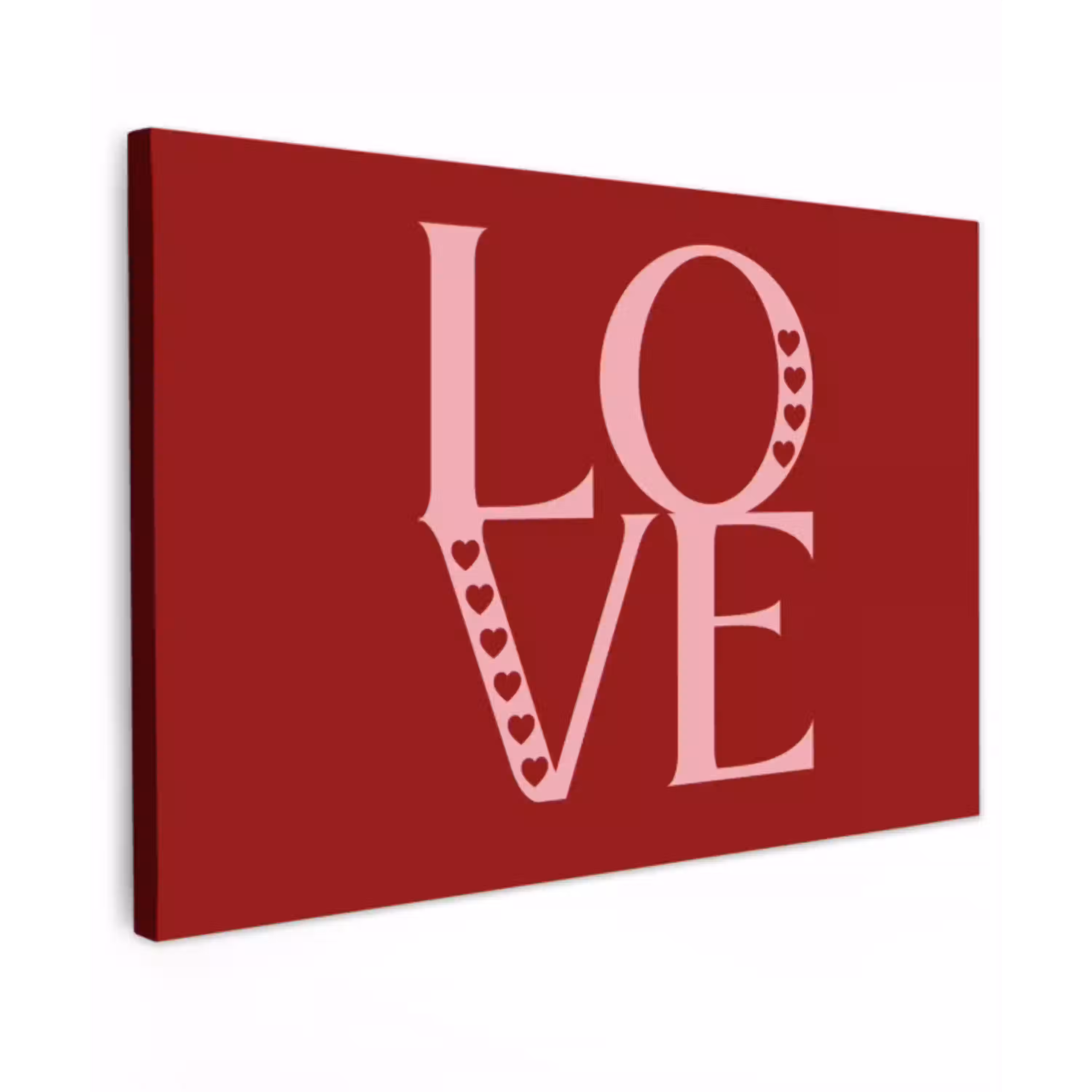 Love - Rood - Hatjes Tuinposter op houten frame 2 cm dik klein -3d