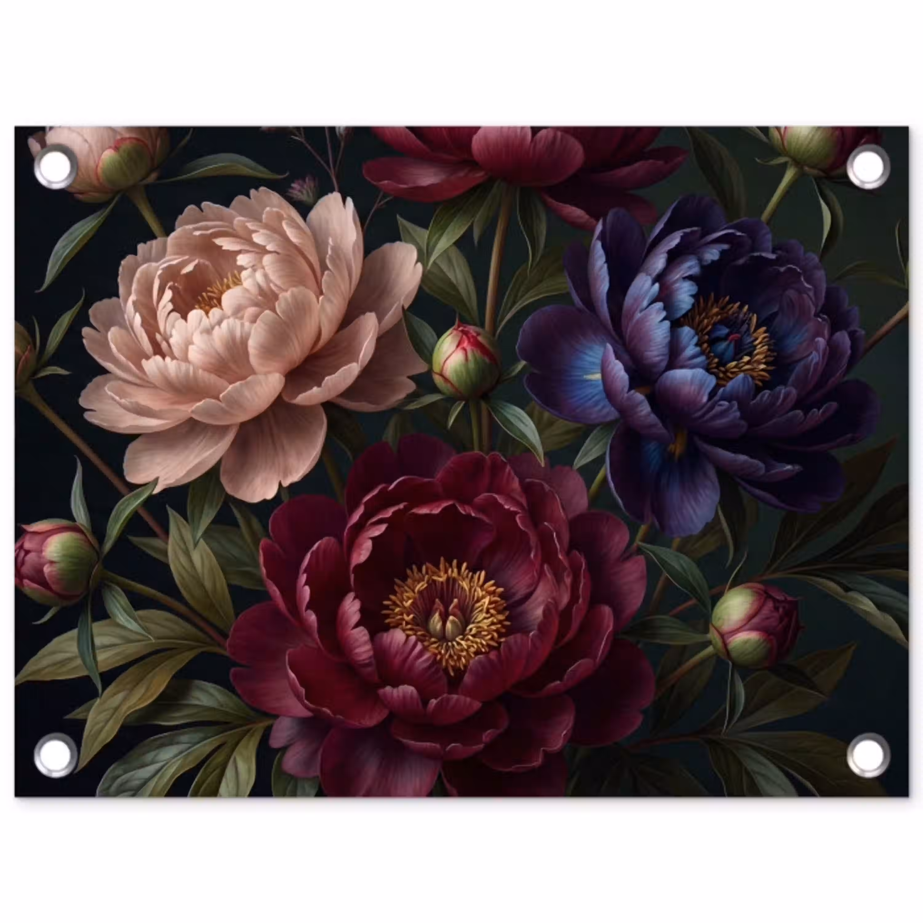 Bloemen - Boeket - Natuur - Modern - Donker tuinposter los doek klein -3d
