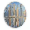 Skyline - Wolkenkrabbers - Water - Blauw Akoestische PET Vilt - Rond klein -3d