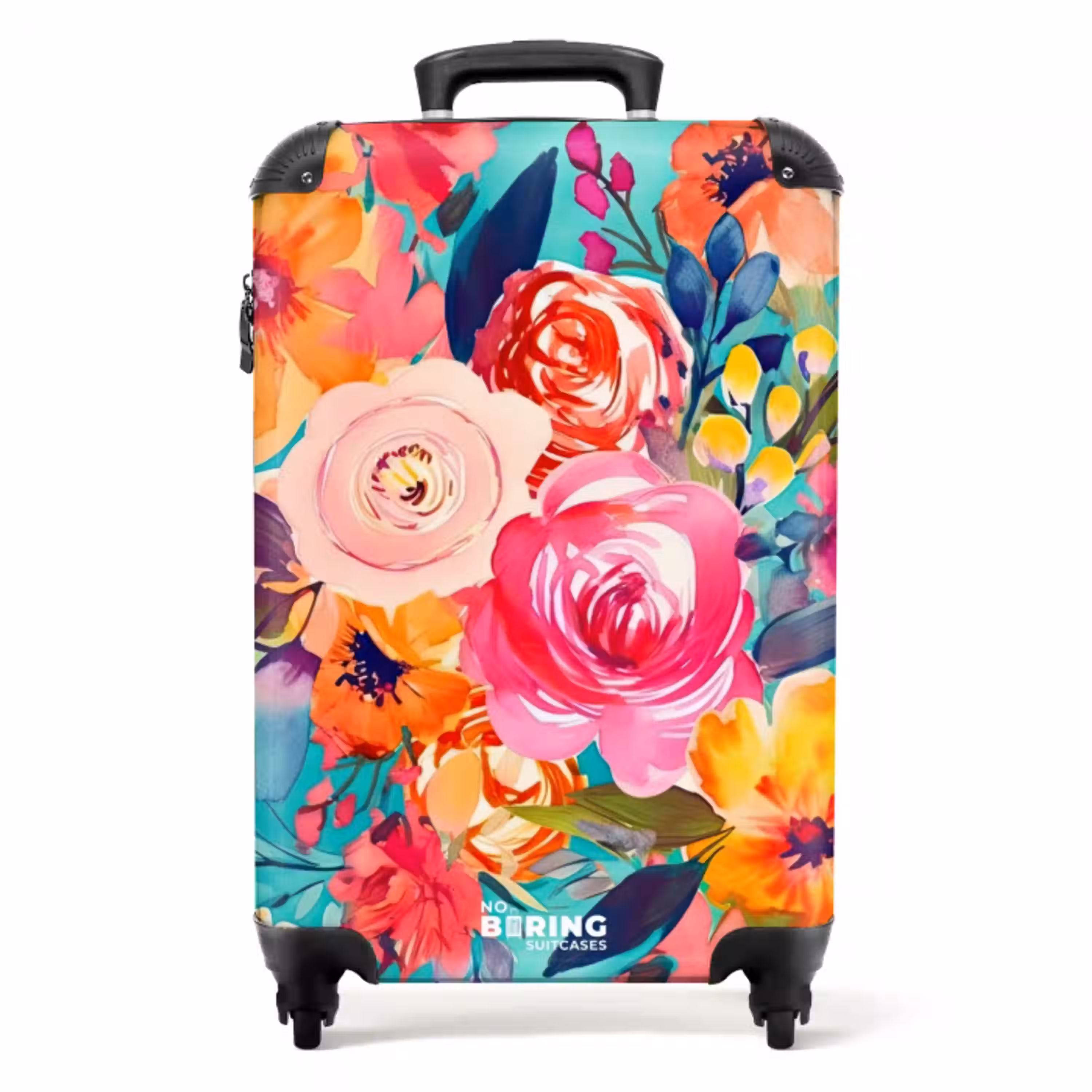 Bloemen - Olieverf - Kleurrijk - Natuur NBS - Handbagage koffer - Unisex middel -productfoto_recht