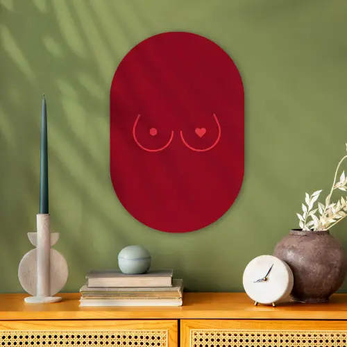 Minimalistisch - Lijnillustratie - Rood Wandcirkel Ovaal Forex klein -sfeer2
