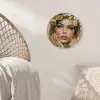 Vrouw - Bloemen  - Goud - Portret Wandcirkel kunststof plaat 5mm dik klein -sfeer5