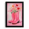 Roze - Bloemen - Cowboy fotolijst zwart zonder passe partout klein -3d