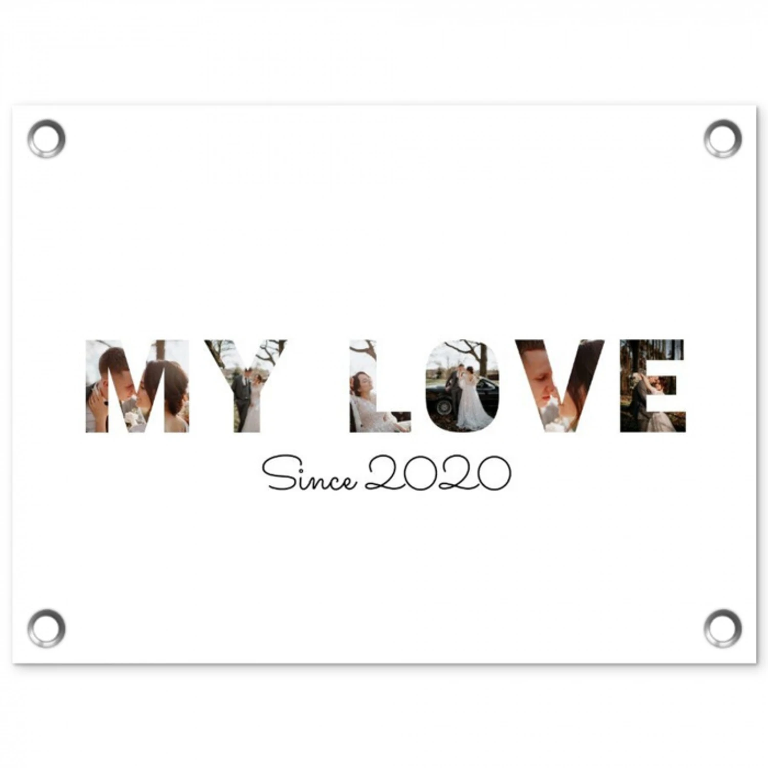 My Love - Lettercollage tuinposter los doek klein -3d
