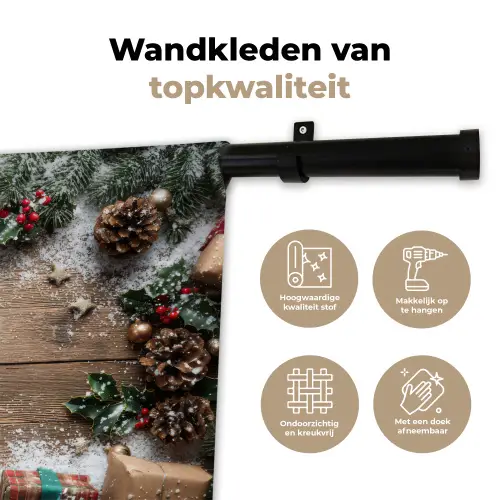 Kerstdecoratie - Geschenken - Hout - Veelkleurig Wandkleed katoen klein -sfeer2