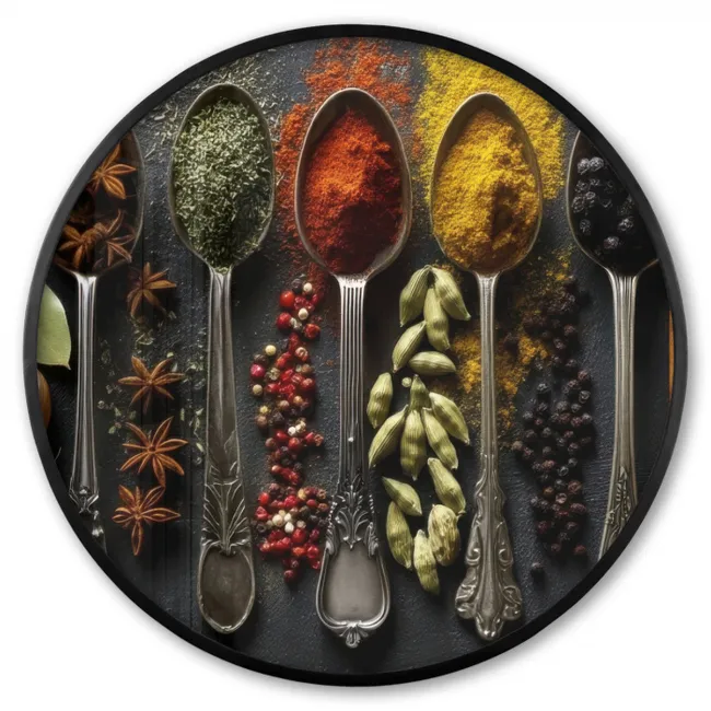 Ronde fotolijst - Lepels - Specerijen - Kaneel - Chili