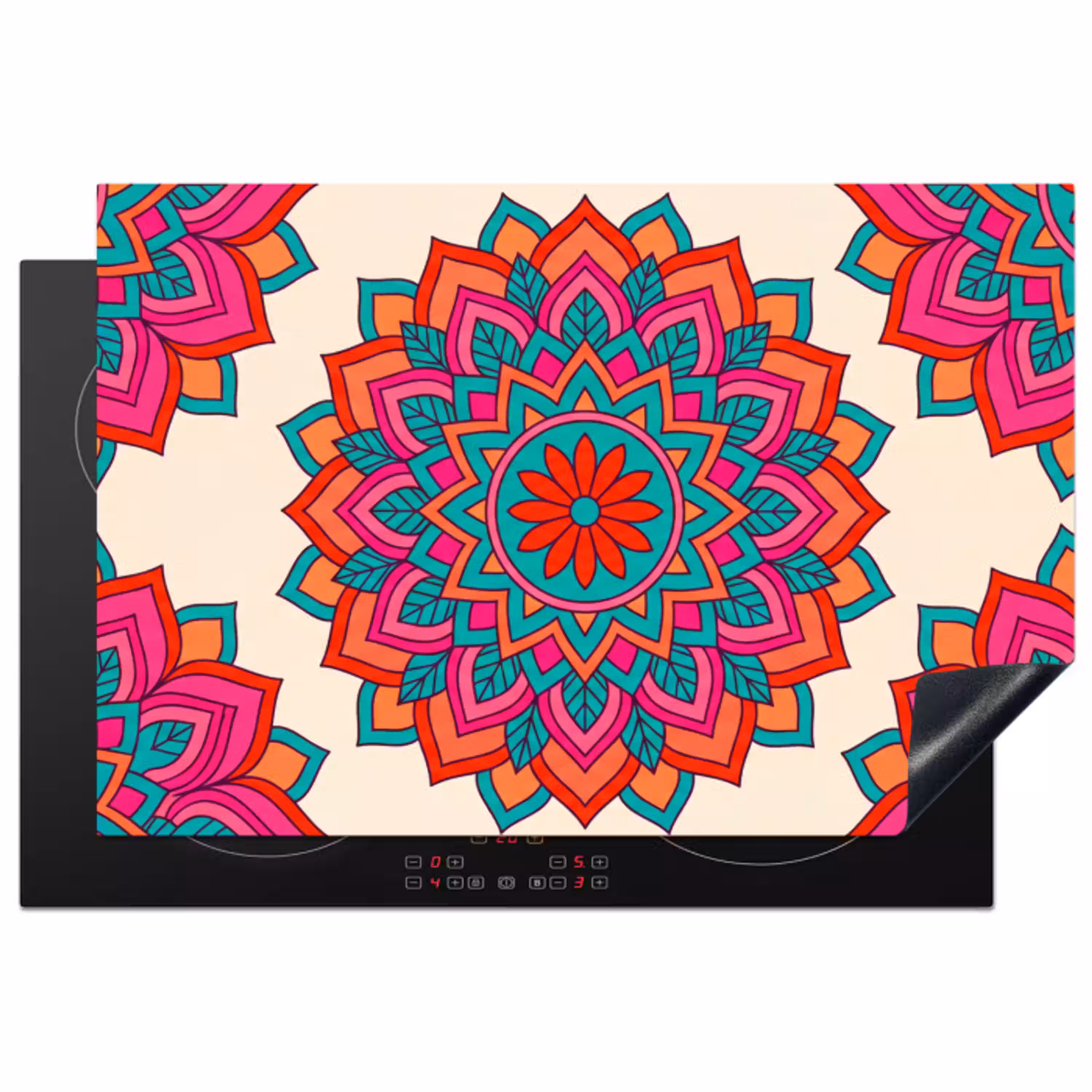 Mandala - Patroon - Abstract - Kleurrijk - Modern Inductie beschermer vinyl 3mm klein -3d
