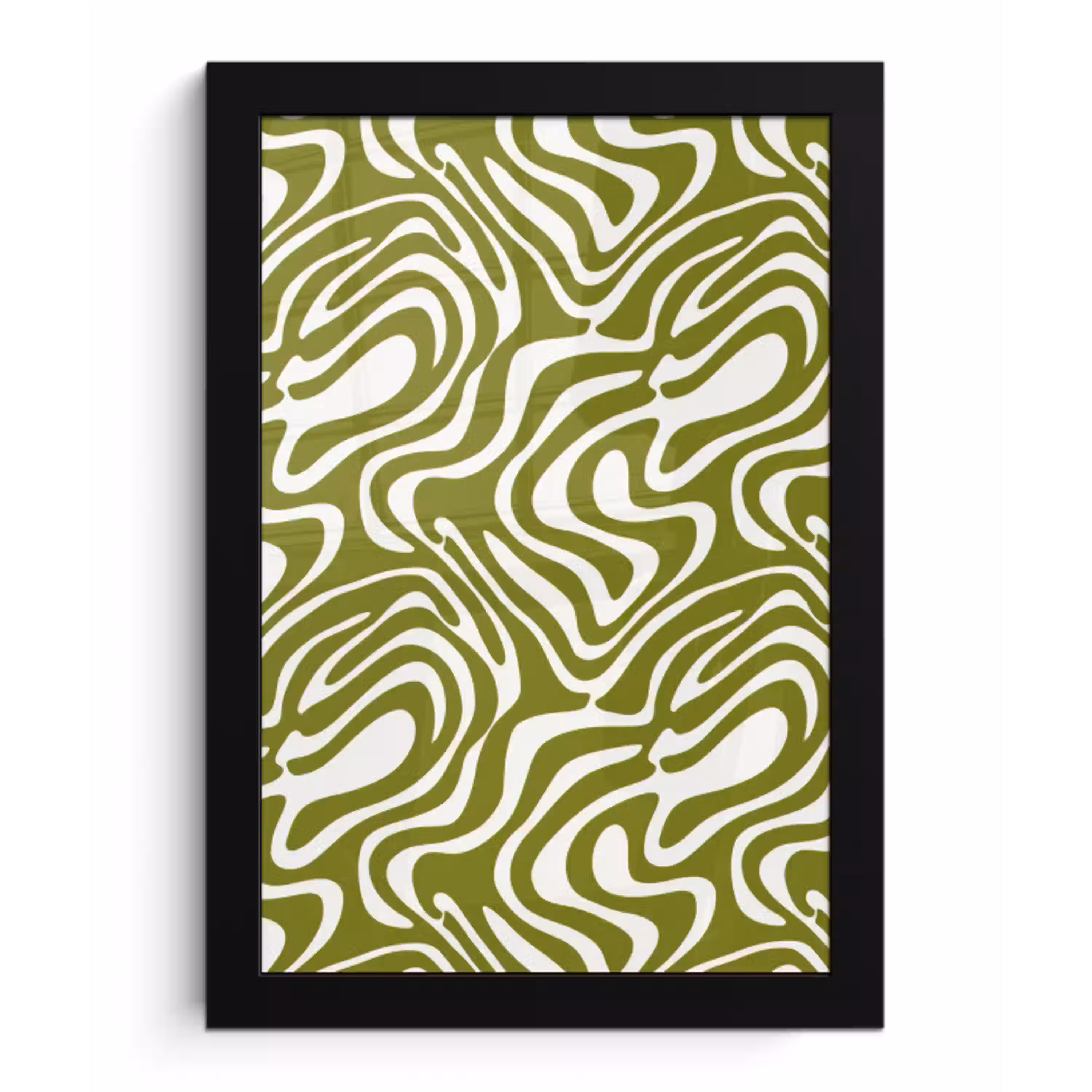Lijnpatroon - Groen - Organisch fotolijst zwart zonder passe partout klein 224 -3d