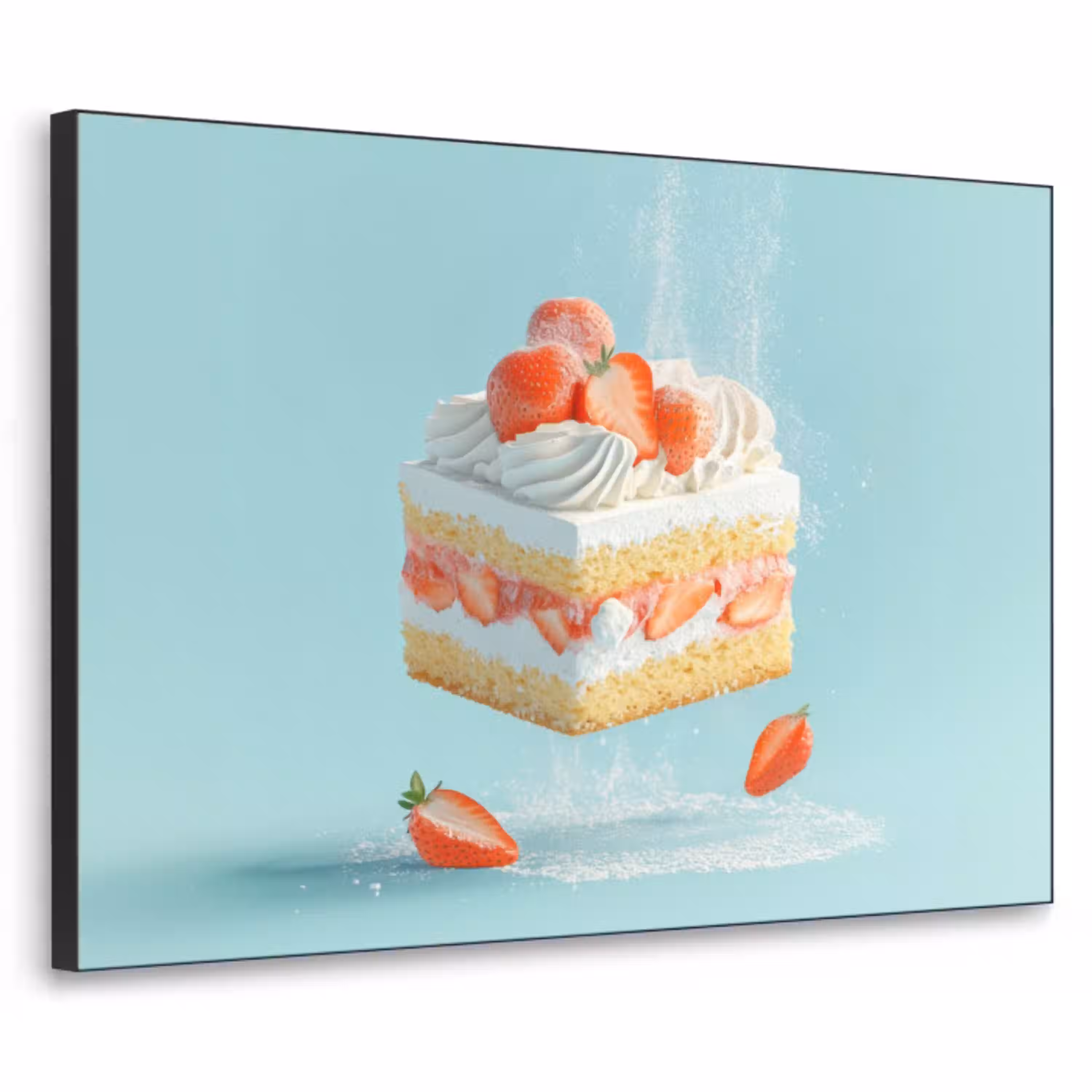 Slagroom - Taart - Blauw - Eten Textielframe - compleet frame klein -3d