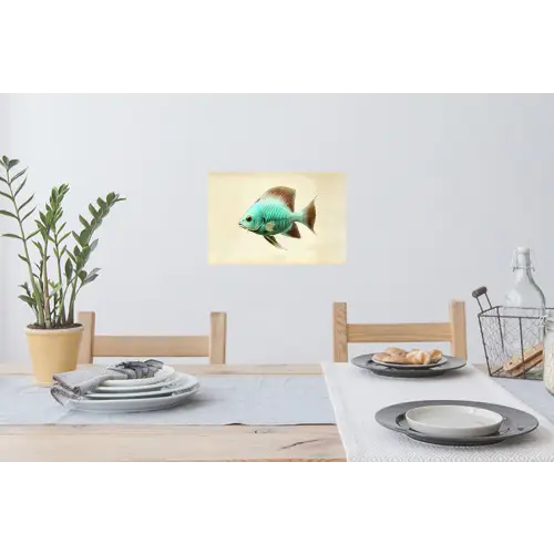 Schubben - Vis - Mint - Minimalistisch Muursticker klein -eettafel