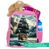 Piratenschip op een woeste zee Kinderrugzak - Roze middel -inhoud_NL