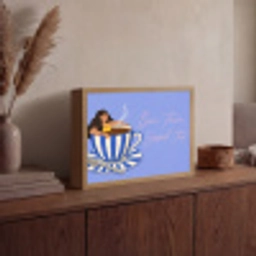 Mok - Koffie - Vrouw - Paars Light Box met batterij (Wandlamp) middel -sfeer2
