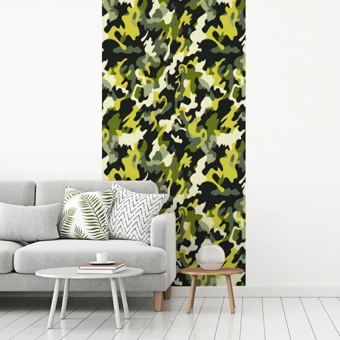 Groen - Geel - Camouflage - Patroon fotobehang vinyl groot 64 -woonkamer