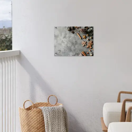 Winter - Kerst - Beton - Dennenappels tuinposter los doek klein -sfeer8