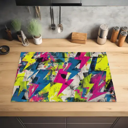 Bliksemschichten - Patroon - Marmer - Kleuren Inductie beschermer vinyl 3mm klein -sfeer5