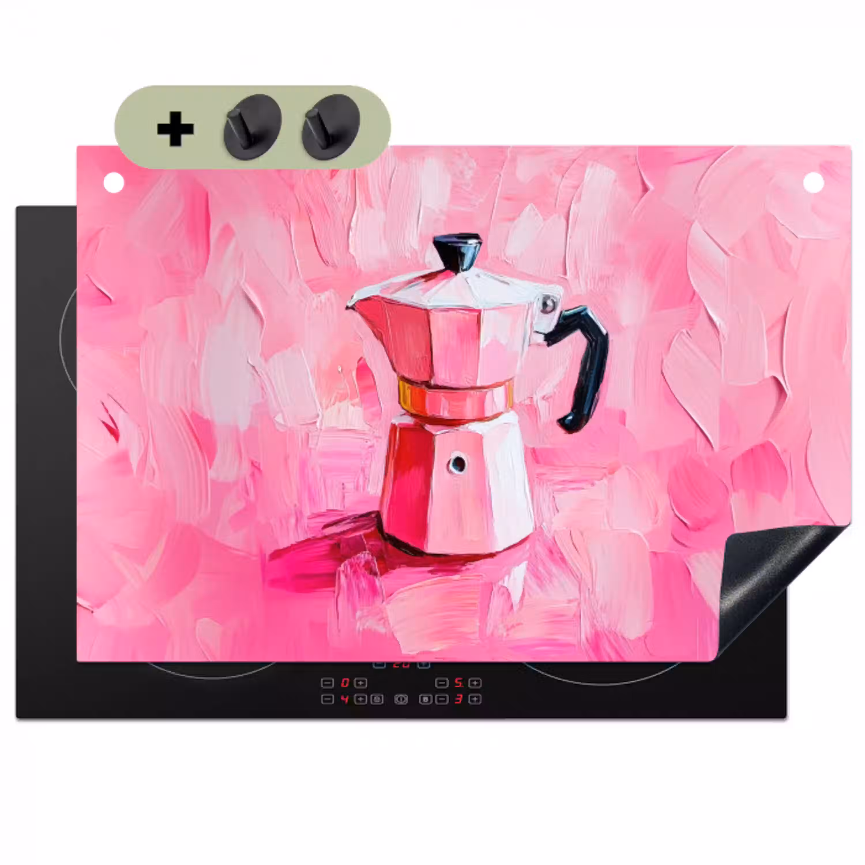 Roze - Verf - Coffee Inductie beschemer met haakjes klein -3d
