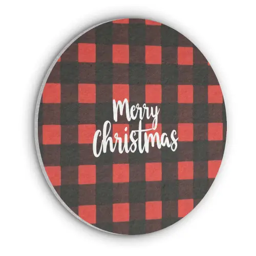 Geruit - Rood - Tekst - Christmas Akoestische PET Vilt - Rond klein -3d