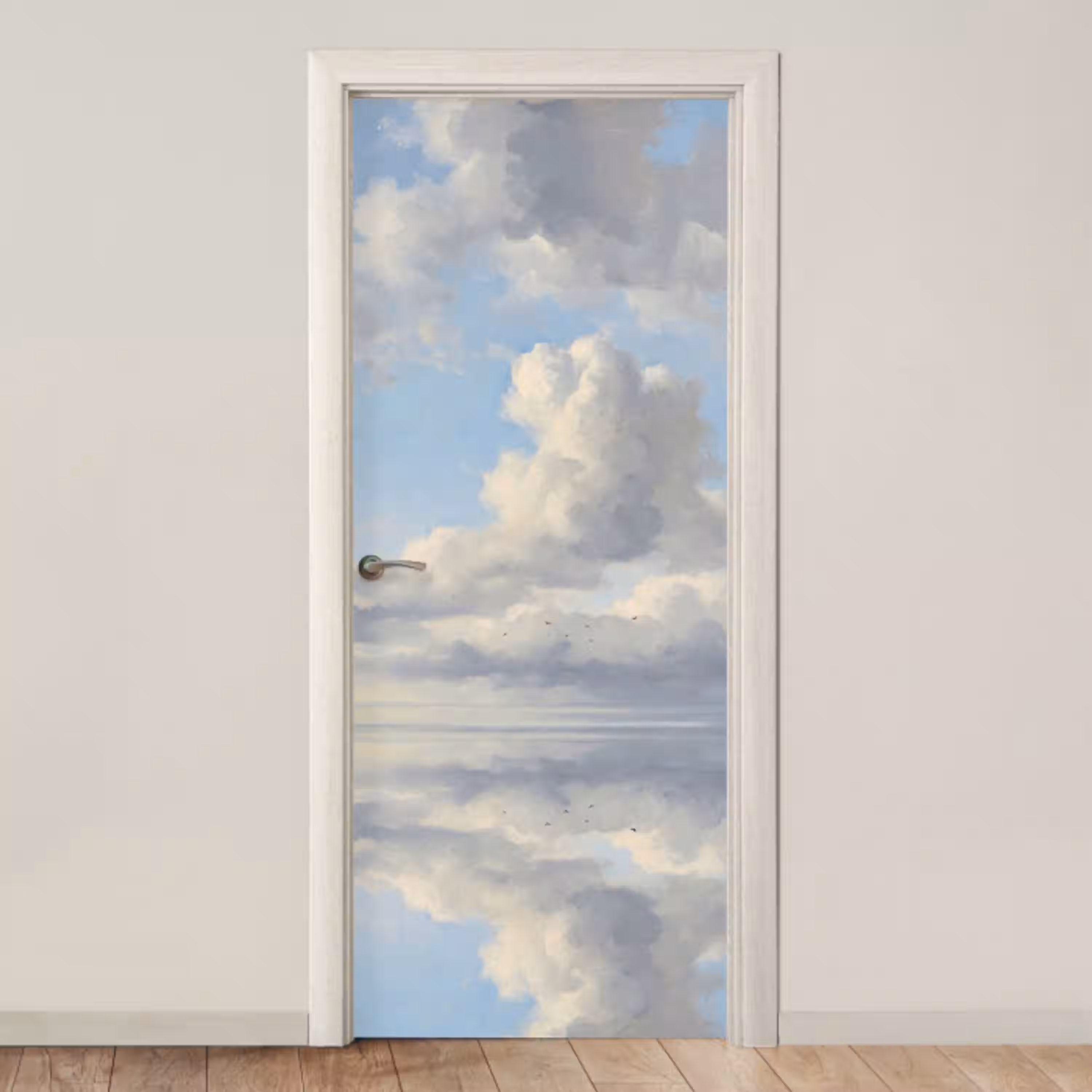 Lucht - Wolken - Natuur - Klassiek - Blauw deurposter klein -3d_beige