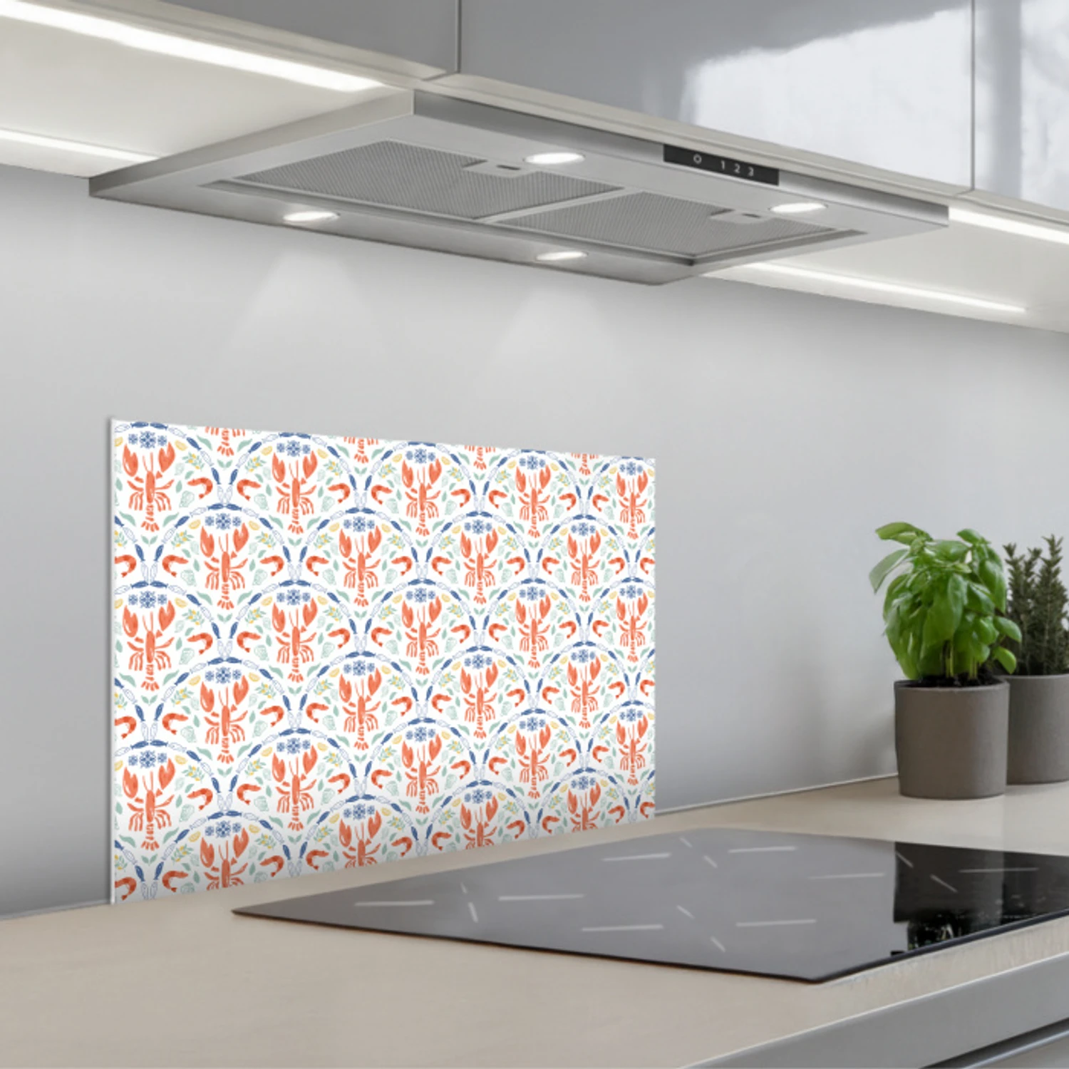 Sfeer - Oranje - Blauw - Groen keuken achterwand spatscherm klein 900 -3d_schuin