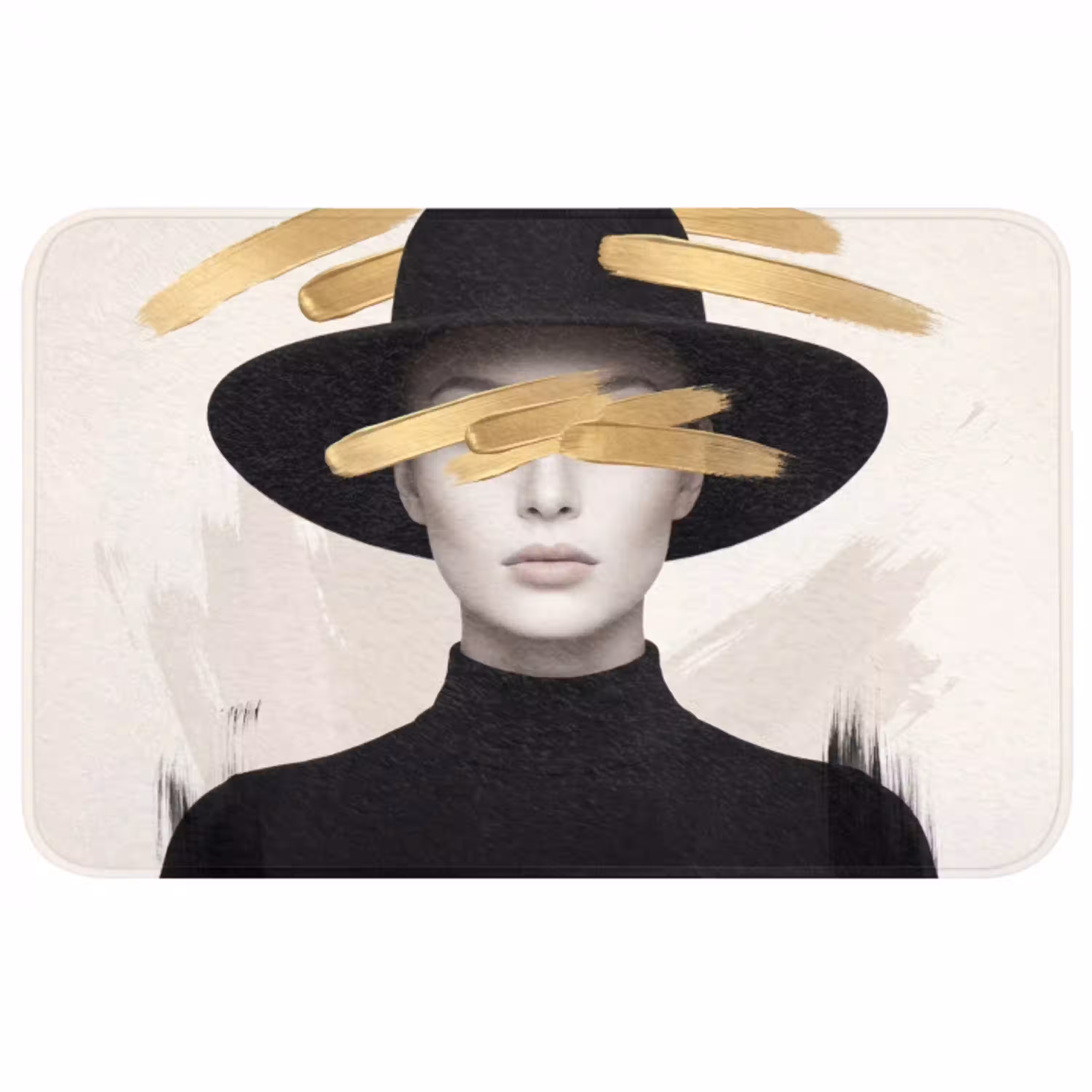 Vrouw - Portret - Modern - Goud - Kunst Badmat middel -3d