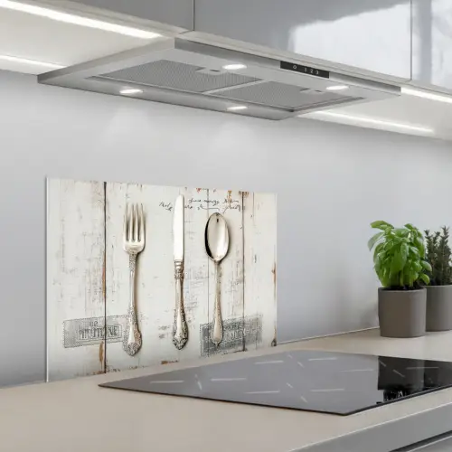 Zilver - Bestek - Hout keuken achterwand spatscherm klein -3d_schuin