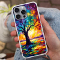 Boom - Landschap - Natuur - Abstract - Kleurrijk Hoesje iPhone 16 Pro Max met koord klein -sfeer3