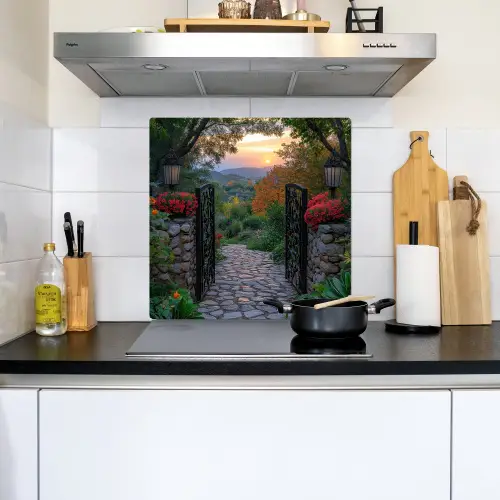 Landschap - Hek - Pad - Zonsondergang - Natuur Inductie beschemer met haakjes middel -sfeer2