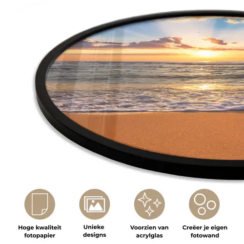 Strand - Zonsondergang - Zee - Wolken - Horizon Fotolijst rond zonder passe partout klein -closeup_NL