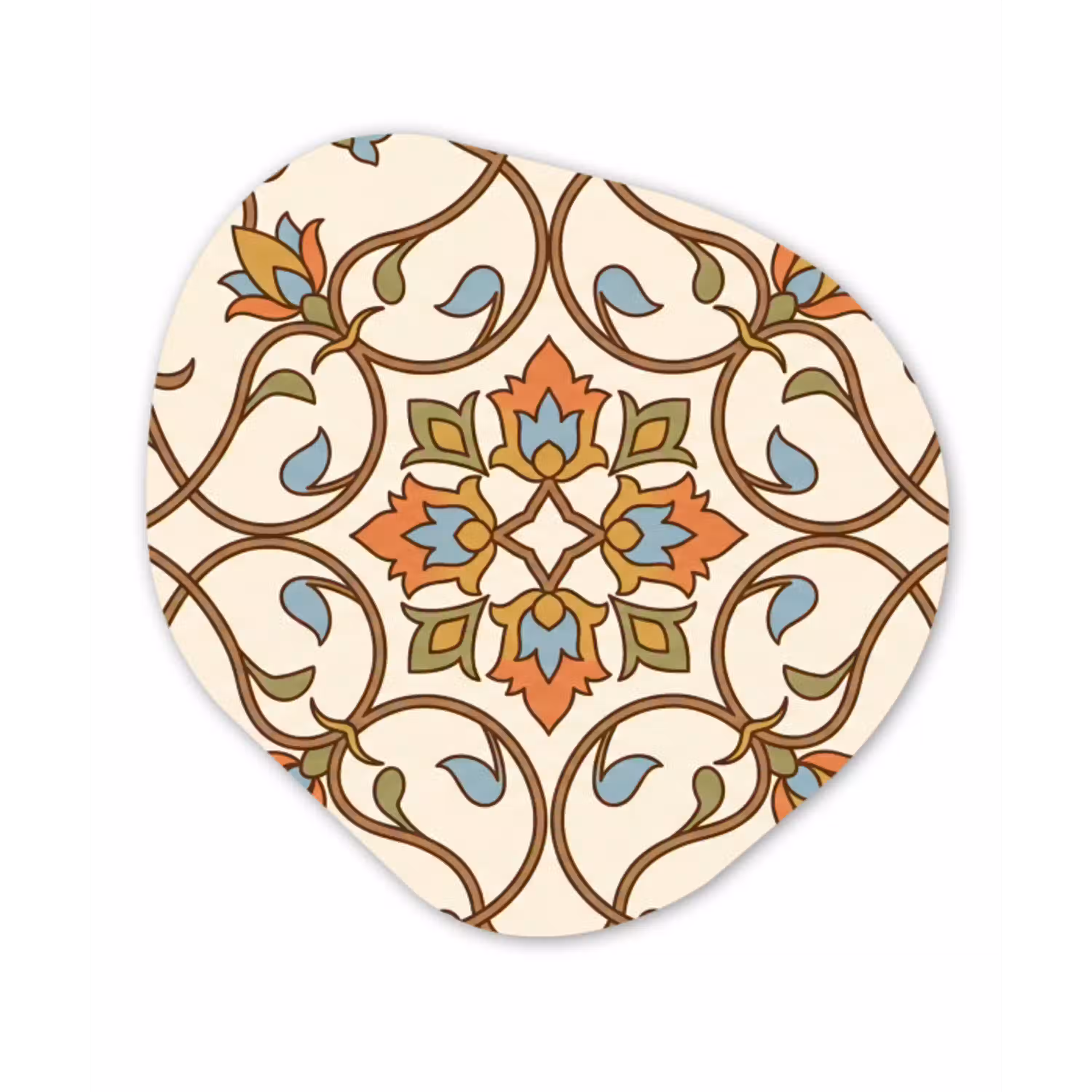 Patroon - Bloemen - Ornament - Kleurrijk Wandcirkel Organisch Plexiglas middel -3d