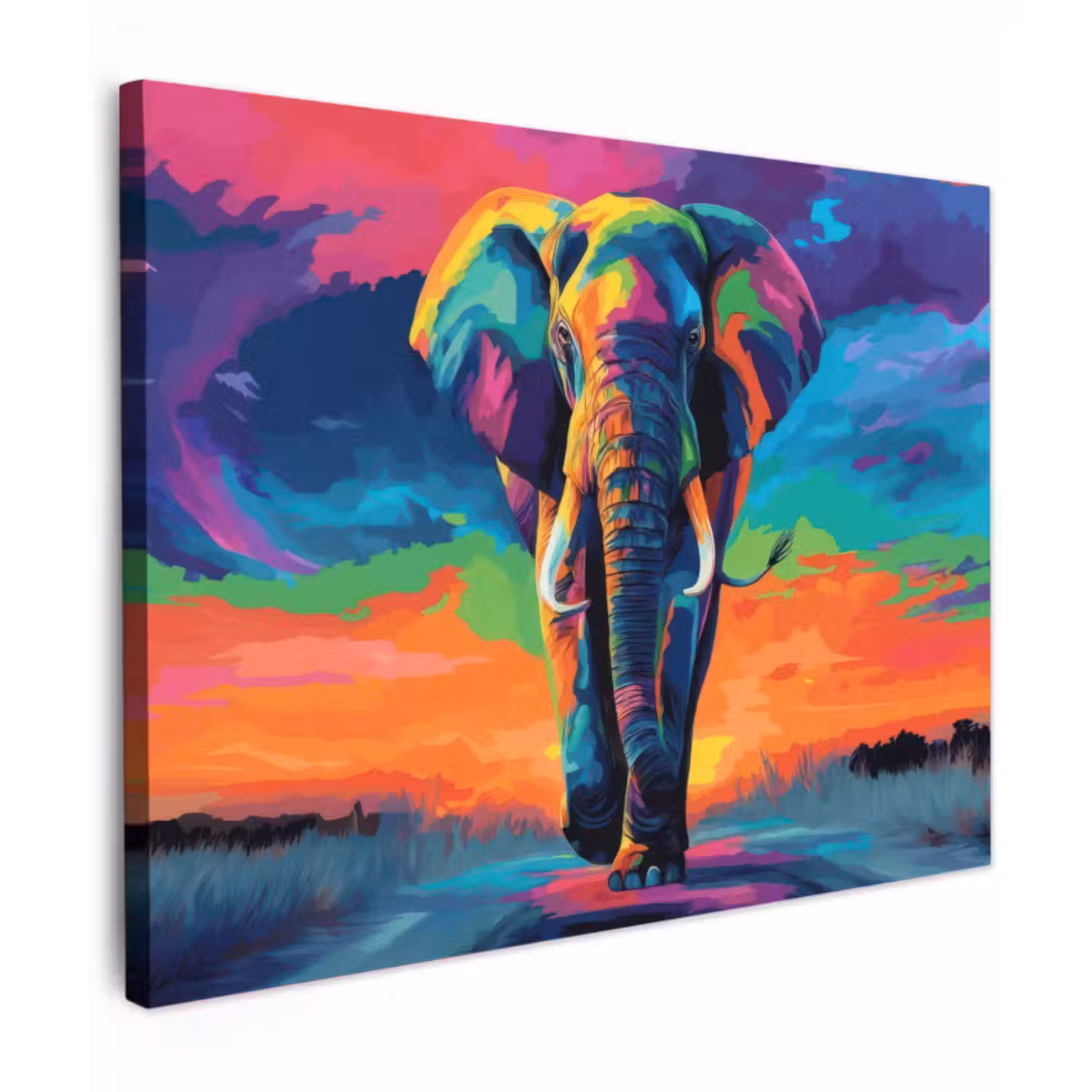 Canvas schilderij - Olifant - Kleurrijk - Lucht - Abstract