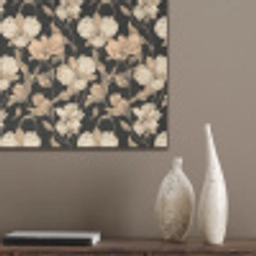 Orchideeën - Lijntekening - Patroon - Beige - Zwart PET vilt klein 837 -sfeer6_closeup