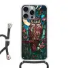 Uil - Mozaïek - Maan - Nacht Hoesje iPhone 16 Pro Max met koord klein -3d