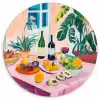 Tafel - Wijn - Fruit Wandcirkel kunststof plaat 5mm dik klein -3d