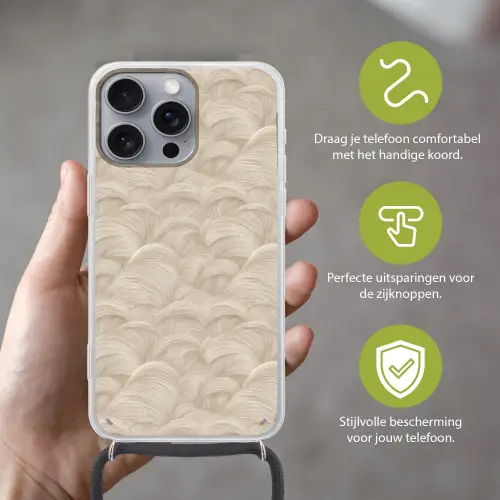 Bogen - Patroon - Beige Hoesje iPhone 16 Pro Max met koord klein 804 -sfeer2_NL