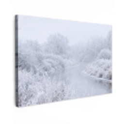 Rivier - Sneeuw - Bos - Winter - Schilderachtig canvas 2cm klein -z3d