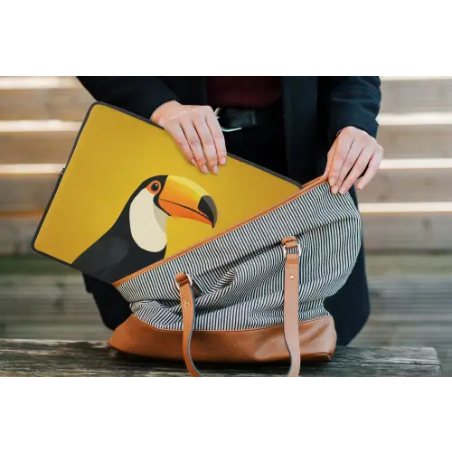 Toekan - Minimalistisch - Snavel - Oranje laptophoes neopreen klein -tas
