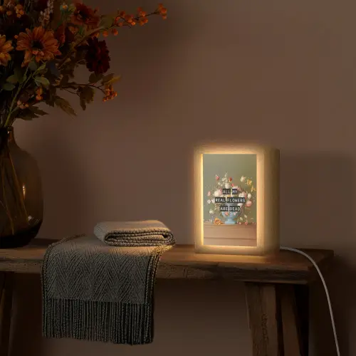 Bloem - Quote - Vintage - Art Light Box met kabel (Tafellamp) klein -sfeer4