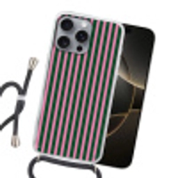 Verticale strepen - Groen - Roze Hoesje iPhone 16 Pro Max met koord klein 804 -sfeer1