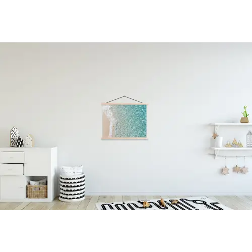 Kust - Zand - Blauw textielposter latten blank klein -kinderkamer