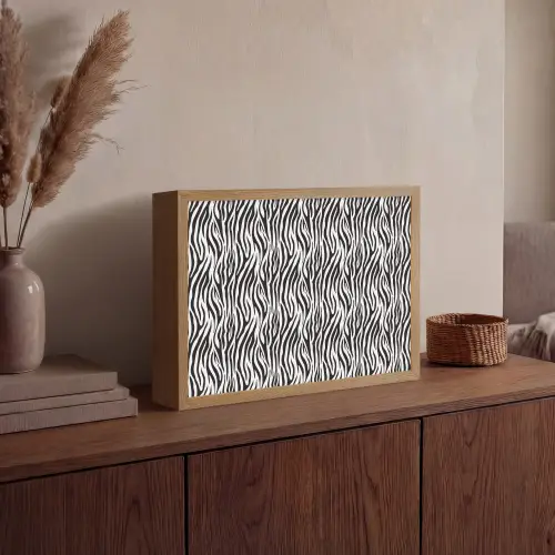 Zwart - Wit - Zebra - Patroon Light Box met batterij (Wandlamp) middel 907 -sfeer2