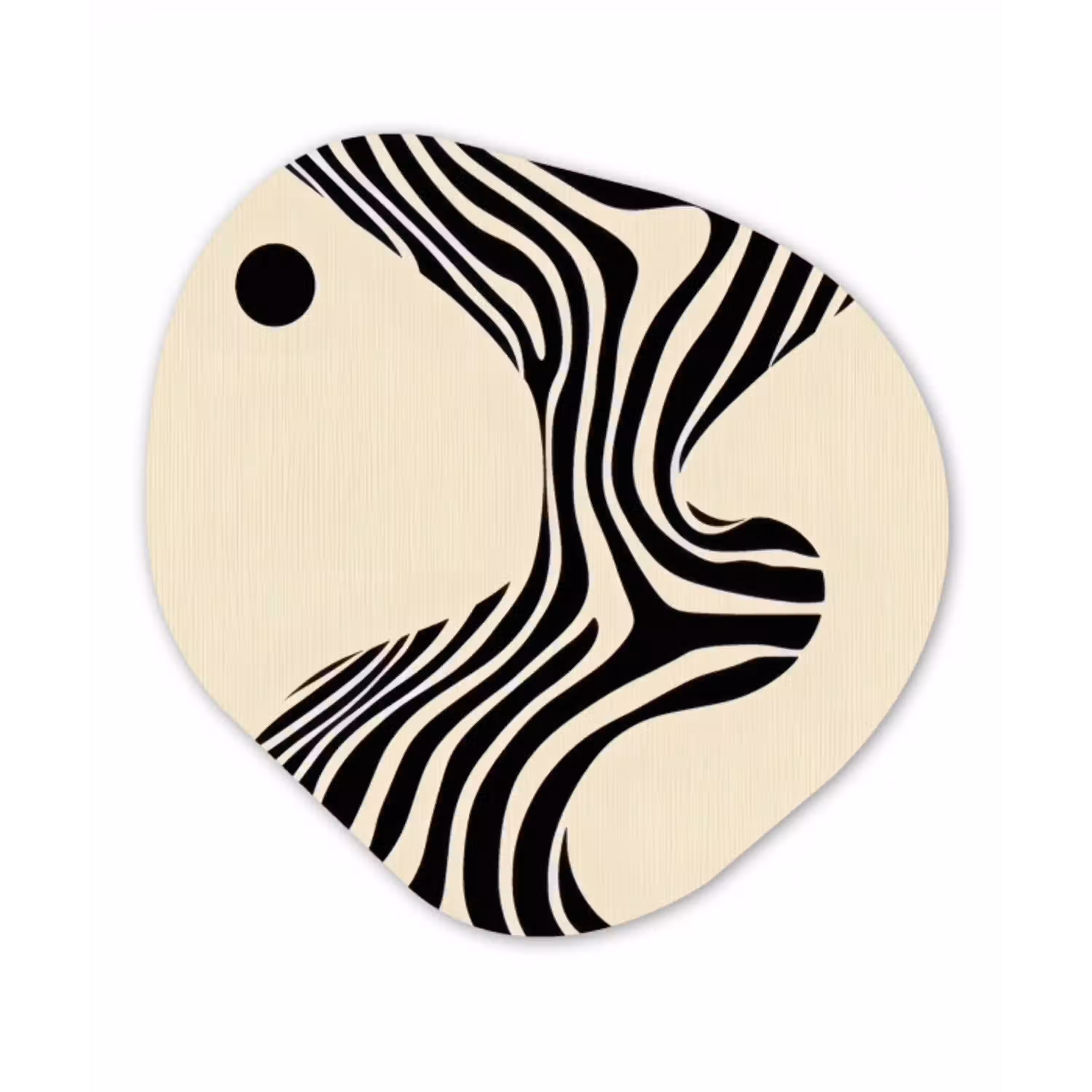 Beige - Lijnen - Golvend -  Abstract Wandcirkel Organisch Aluminium middel -3d
