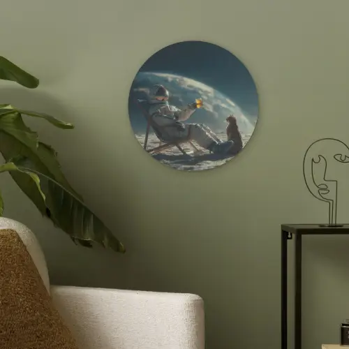 Astronaut - Kat - Glas - Stoel Akoestische PET Vilt - Rond klein -sfeer2