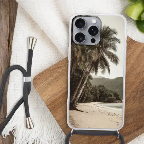 Eiland - Palmboom - Zee Hoesje iPhone 16 Pro Max met koord klein -sfeer4