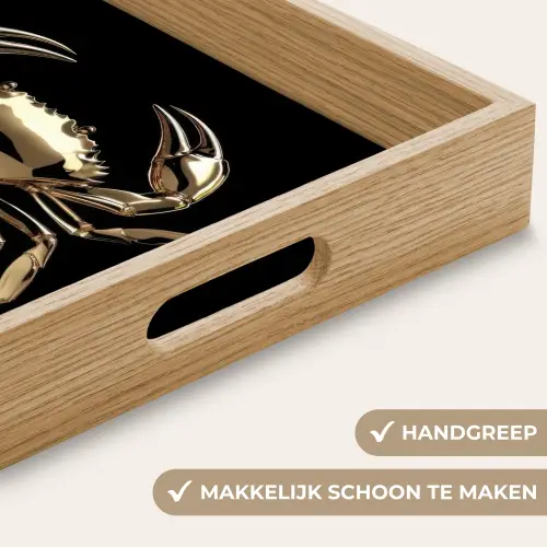 Goud - Krab - Dieren - Zwart Dienblad Rechthoek middel -USP_HandgreepNL
