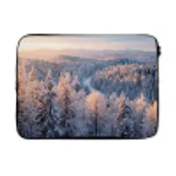 Bos - Bergen - Goud - Winter - Warm laptophoes neopreen klein -3d